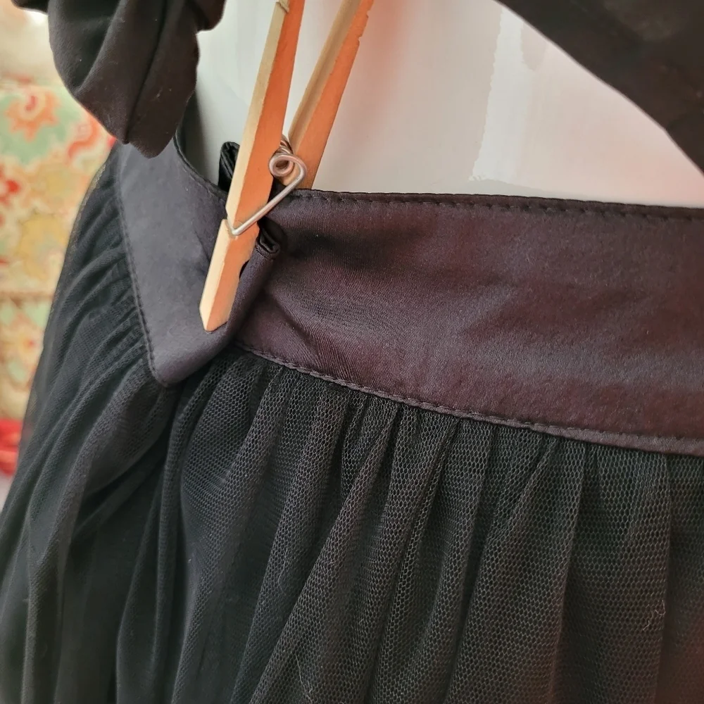 Forever 21 black lined tulle lace mini skirt whimsigoth edgy fairy witchy S/P